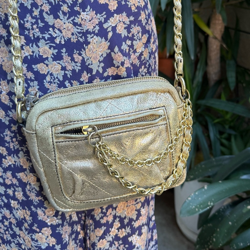 Vintage Betsey Johnson Shimmering Gold Crossbody Bag